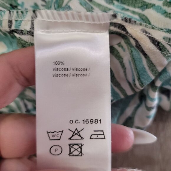 Paz Torraz green tropical button up palm frond tee shirt size 40 womens green - Picture 6 of 7